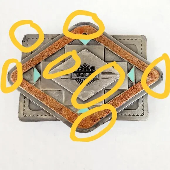 HARLEY DAVIDSON Mens Vintage Southwestern Diamond Sun Belt Buckle Motorcycle B30 - Picture 10 of 10